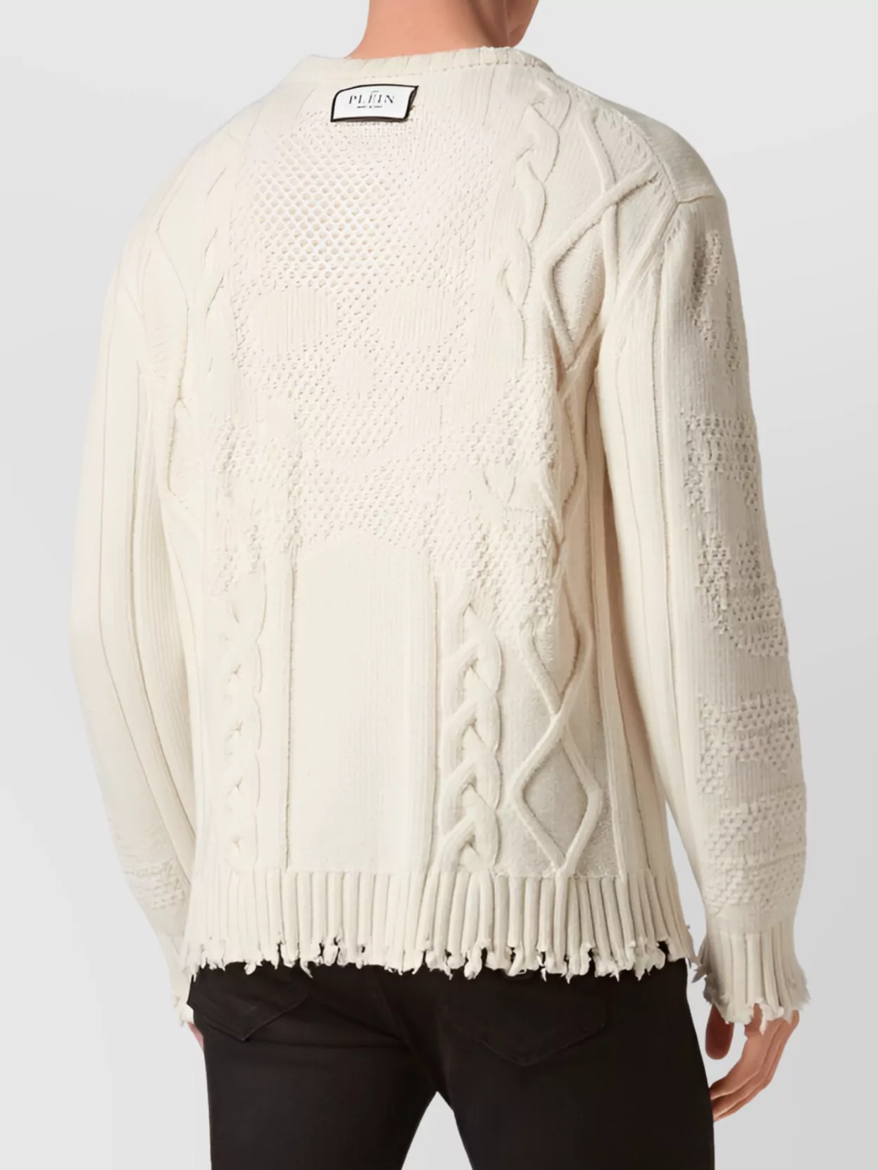 Philipp Plein Knitwear Crew Neck Frayed Hem Sweater
