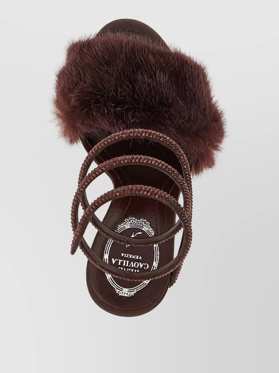 Rene Caovilla Silk Satin Embellished Mules