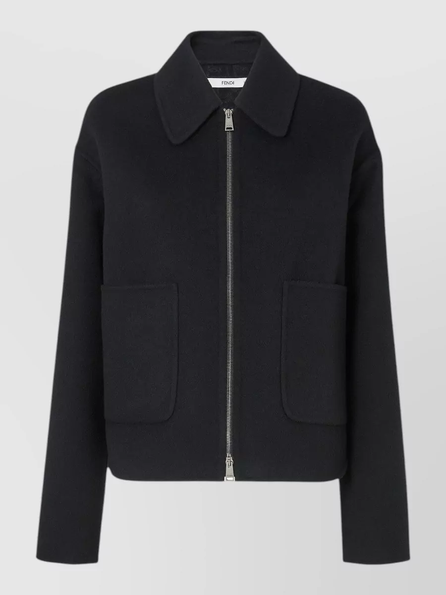 Fendi Wool silk single breasted blouson jacket