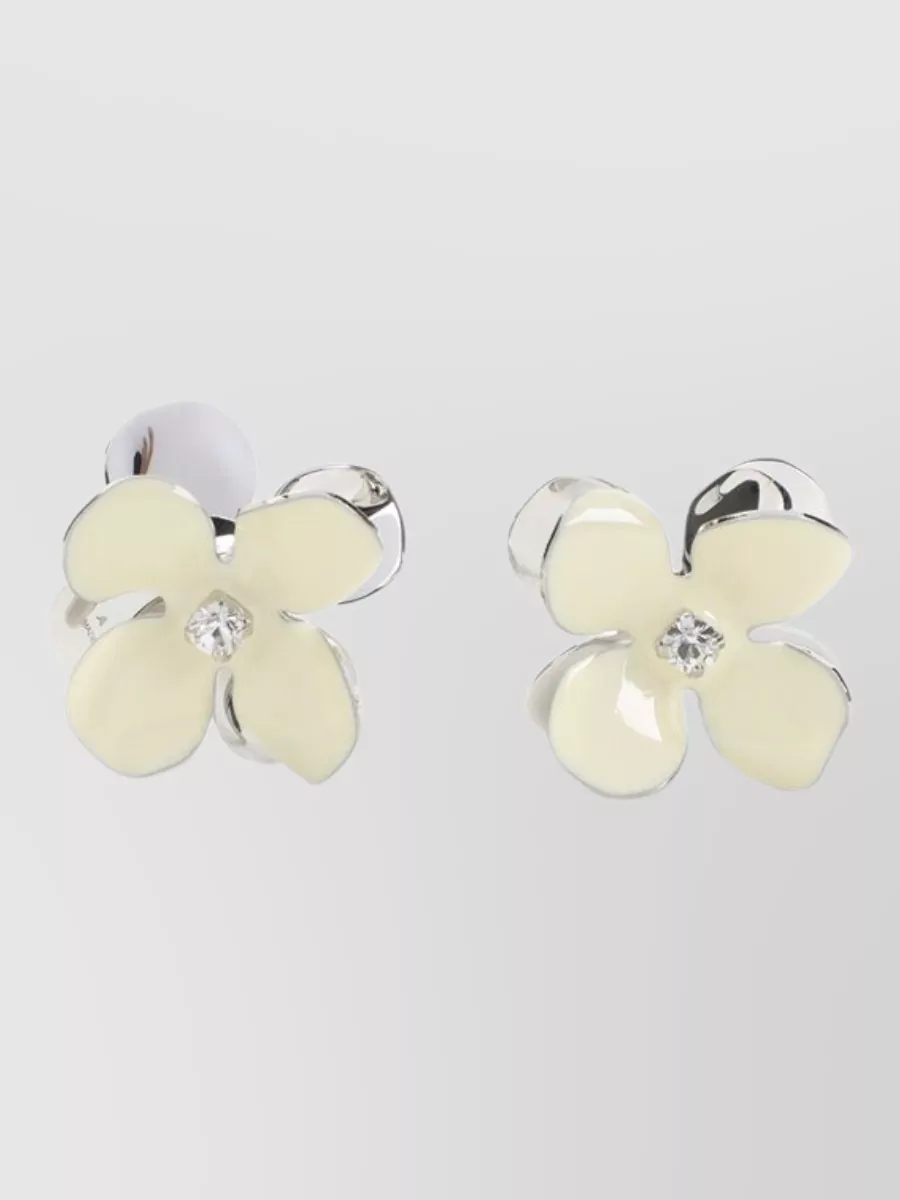 Marni Floral Rhinestone Drop Earrings Pierced Ears
