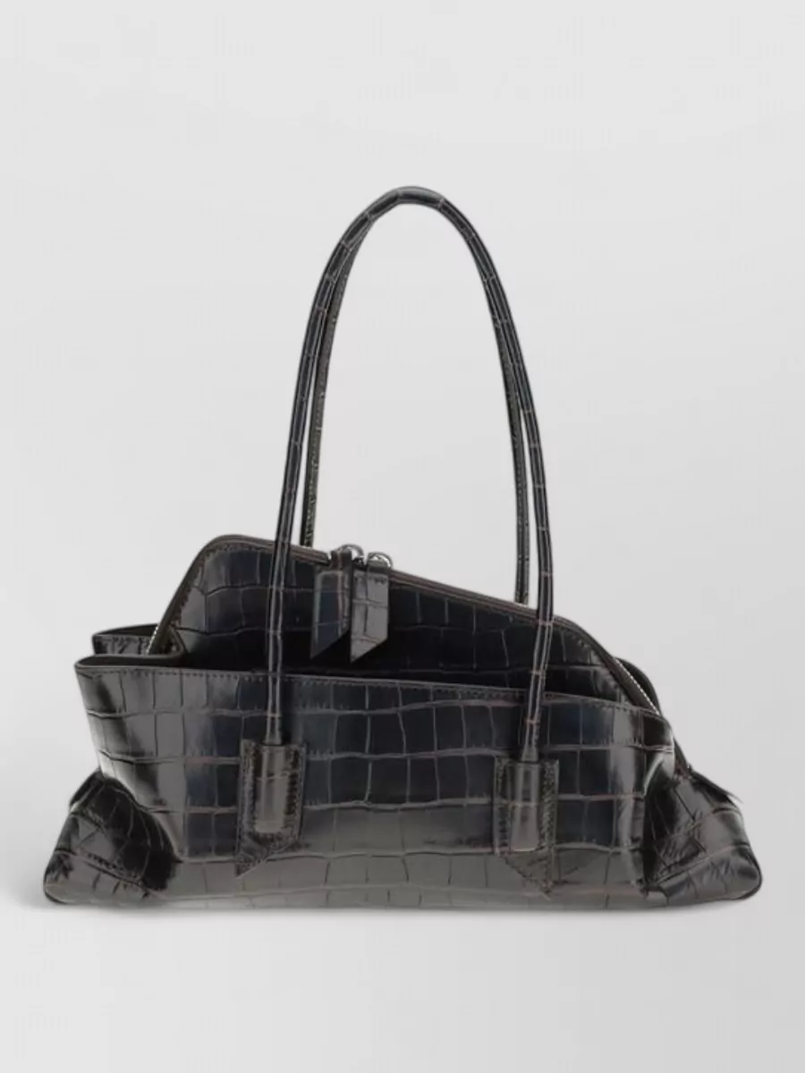 The Attico Small Calf Leather Crocodile Embossed Tote Bag