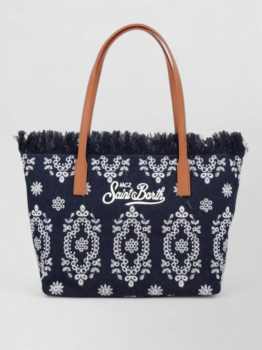 Mc2 Saint Barth fringed denim tote bag