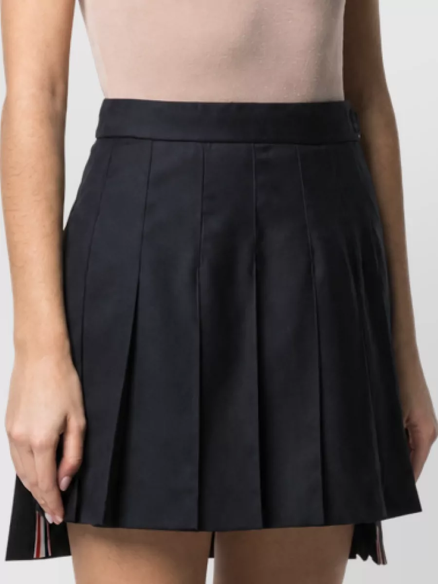 Thom Browne Wool Asymmetric Pleated Mini Skirt