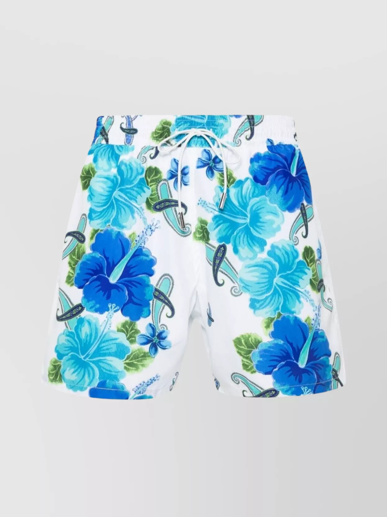 Shop Etro Floral Print Taffeta Beach Shorts