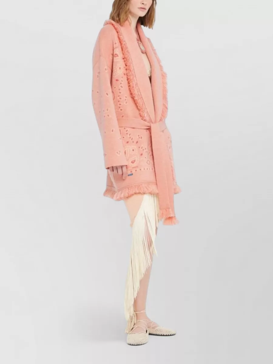 Alanui Long Fringe Cardigan Shawl Collar