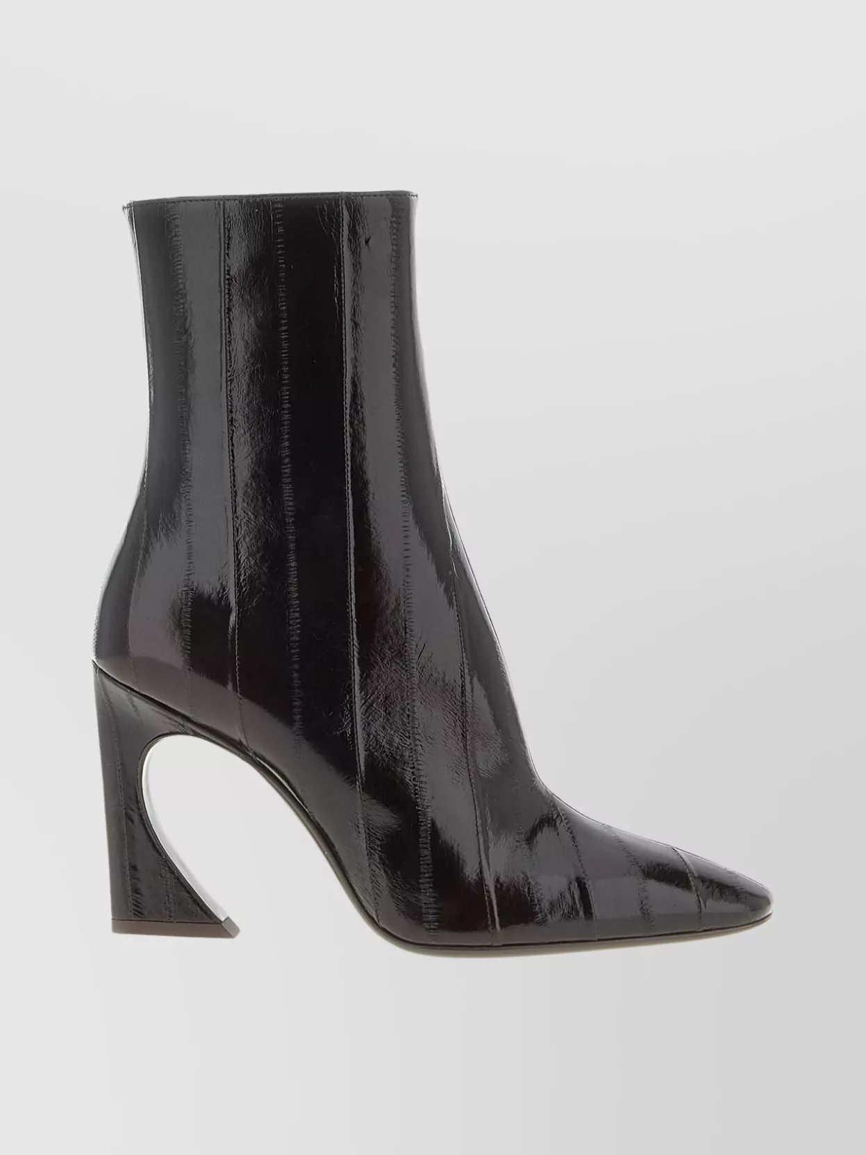 Fendi Sculpted Heel Ankle Boots With Glossy Finish