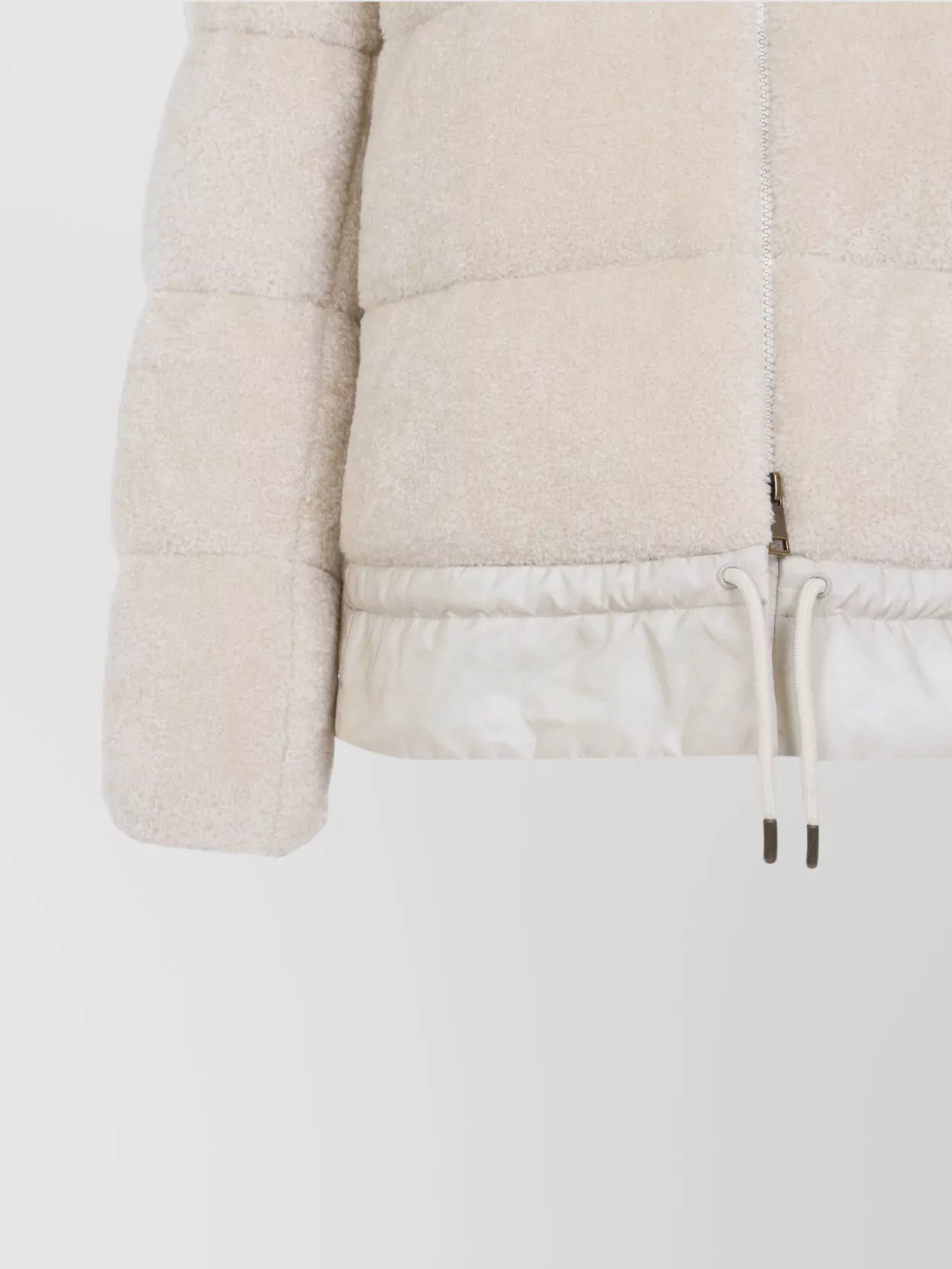 Moncler High Collar Padded Jacket Drawstring Hem In White