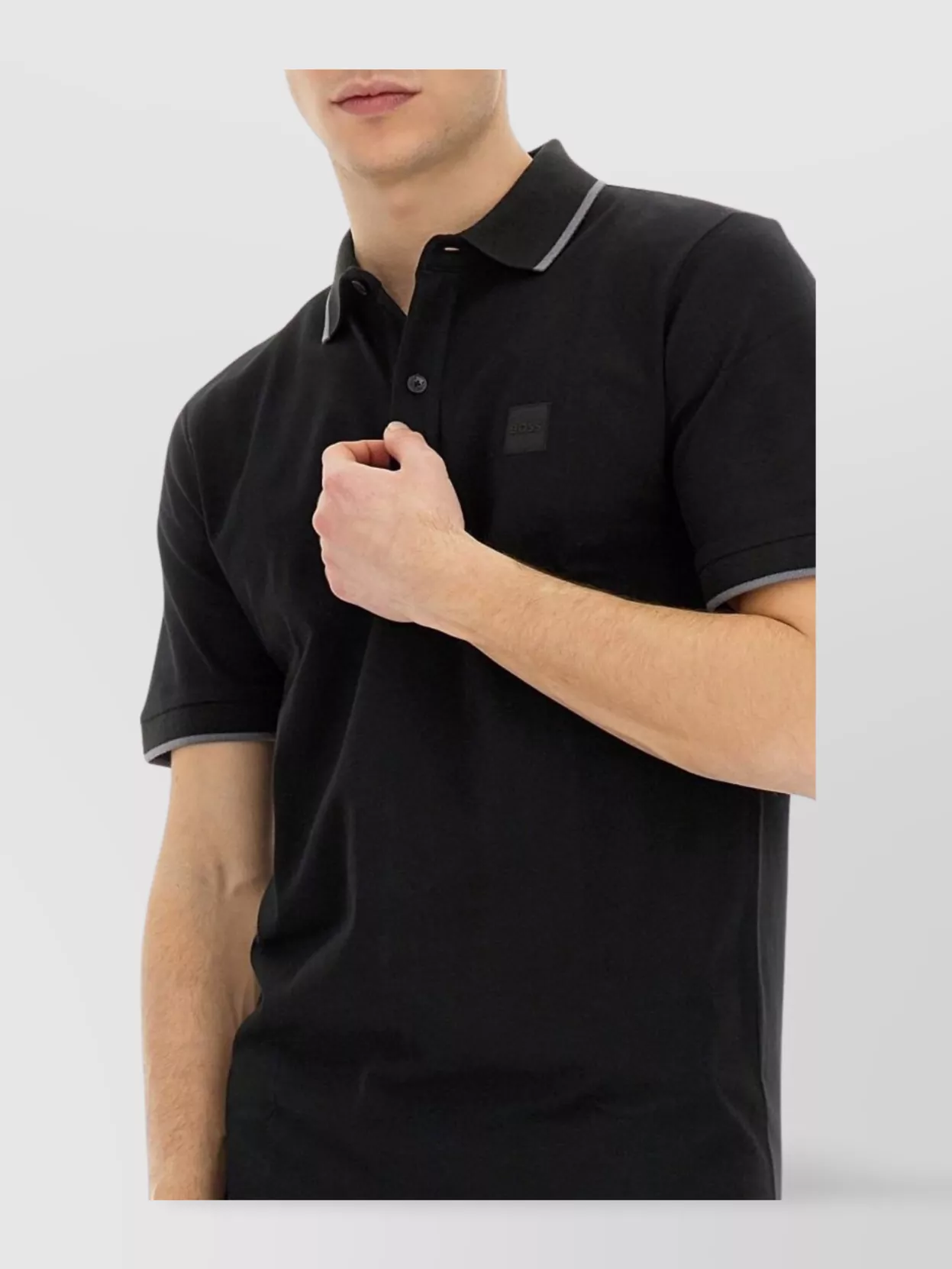 Boss Polo Shirt With Ribbed Cuffs And Collar
