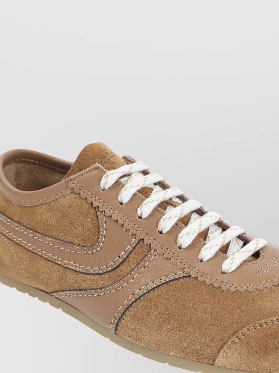 Dries Van Noten Leather Suede Low-Top Sneakers