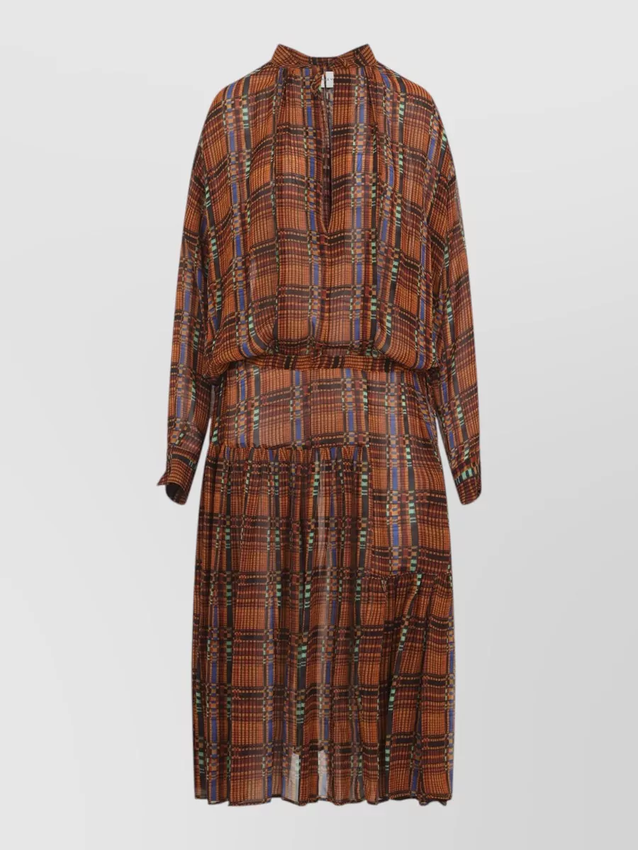 Dries Van Noten printed gathered long-sleeve midi dress