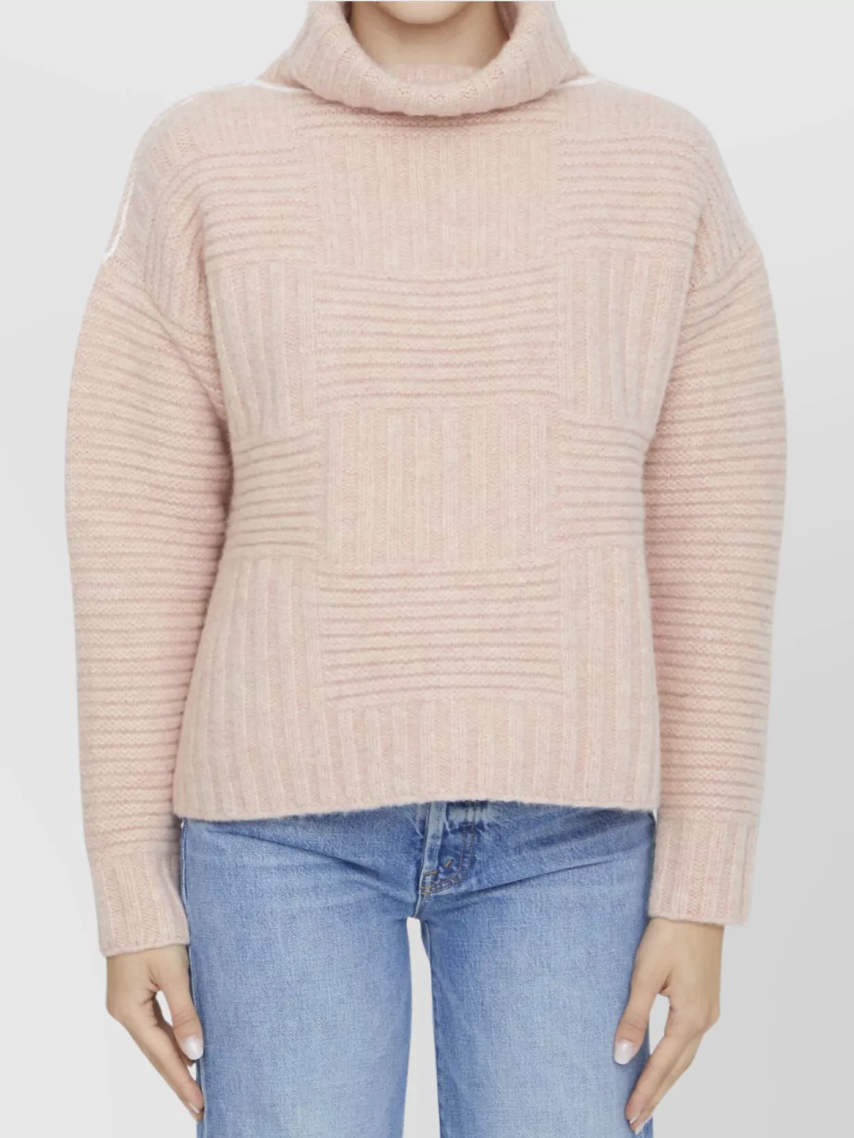 Bottega Veneta Ribbed Pattern Wool Turtleneck Sweater