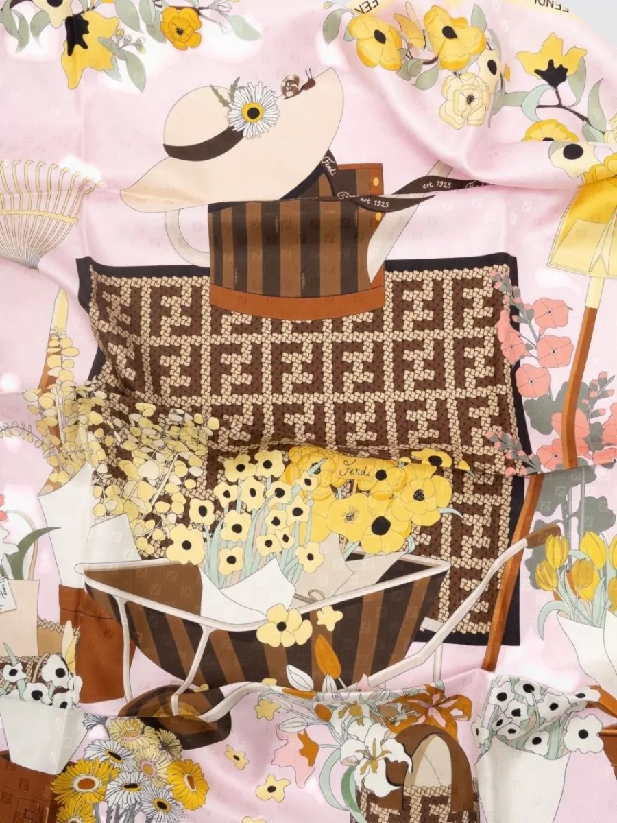 Fendi Silk Printed Square Scarf