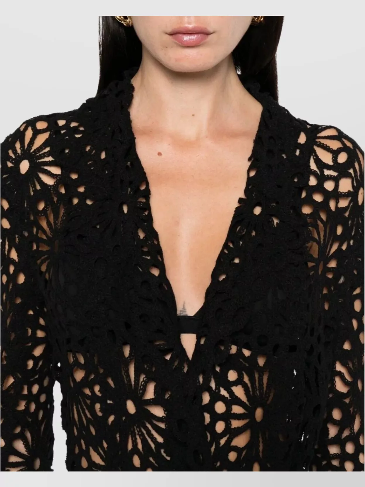 Norma Kamali Floral Lace Long Sleeve Jacket