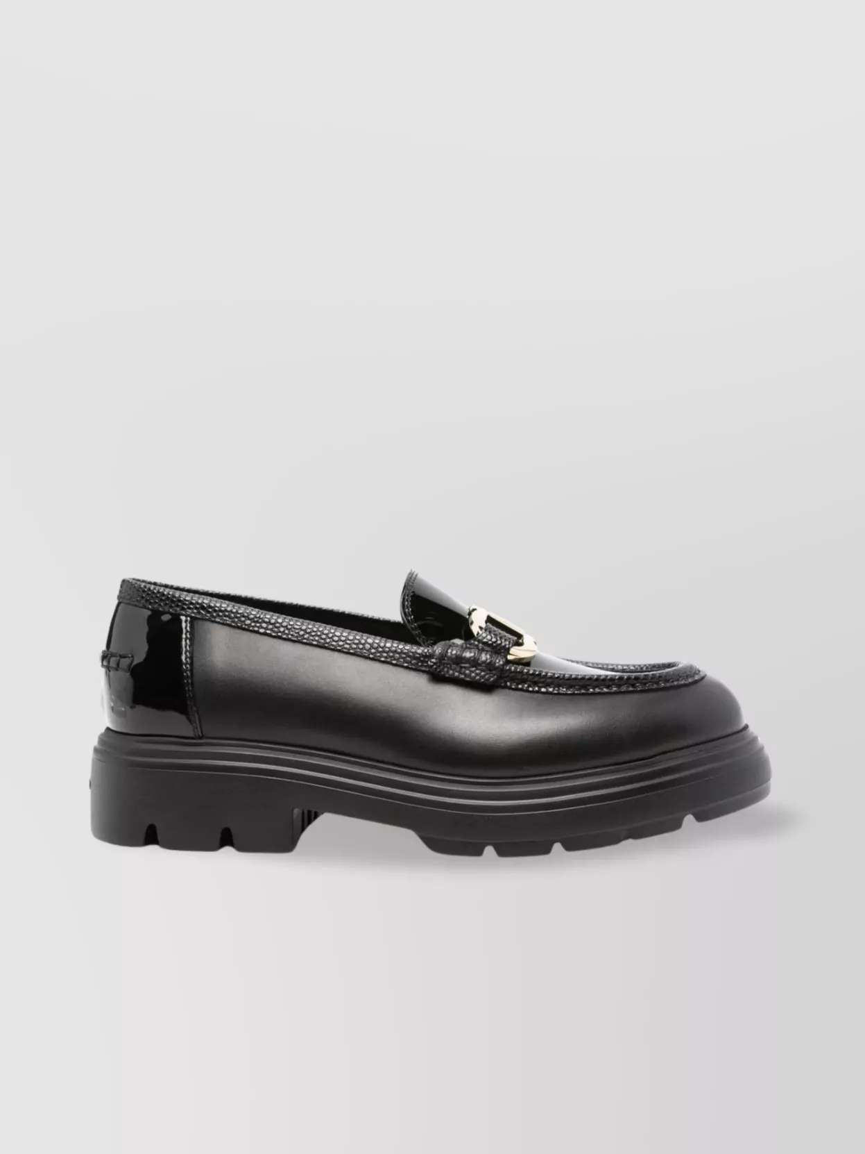 Ferragamo Brooke Loafers With Chunky Sole And Gold-tone Hardware In Black