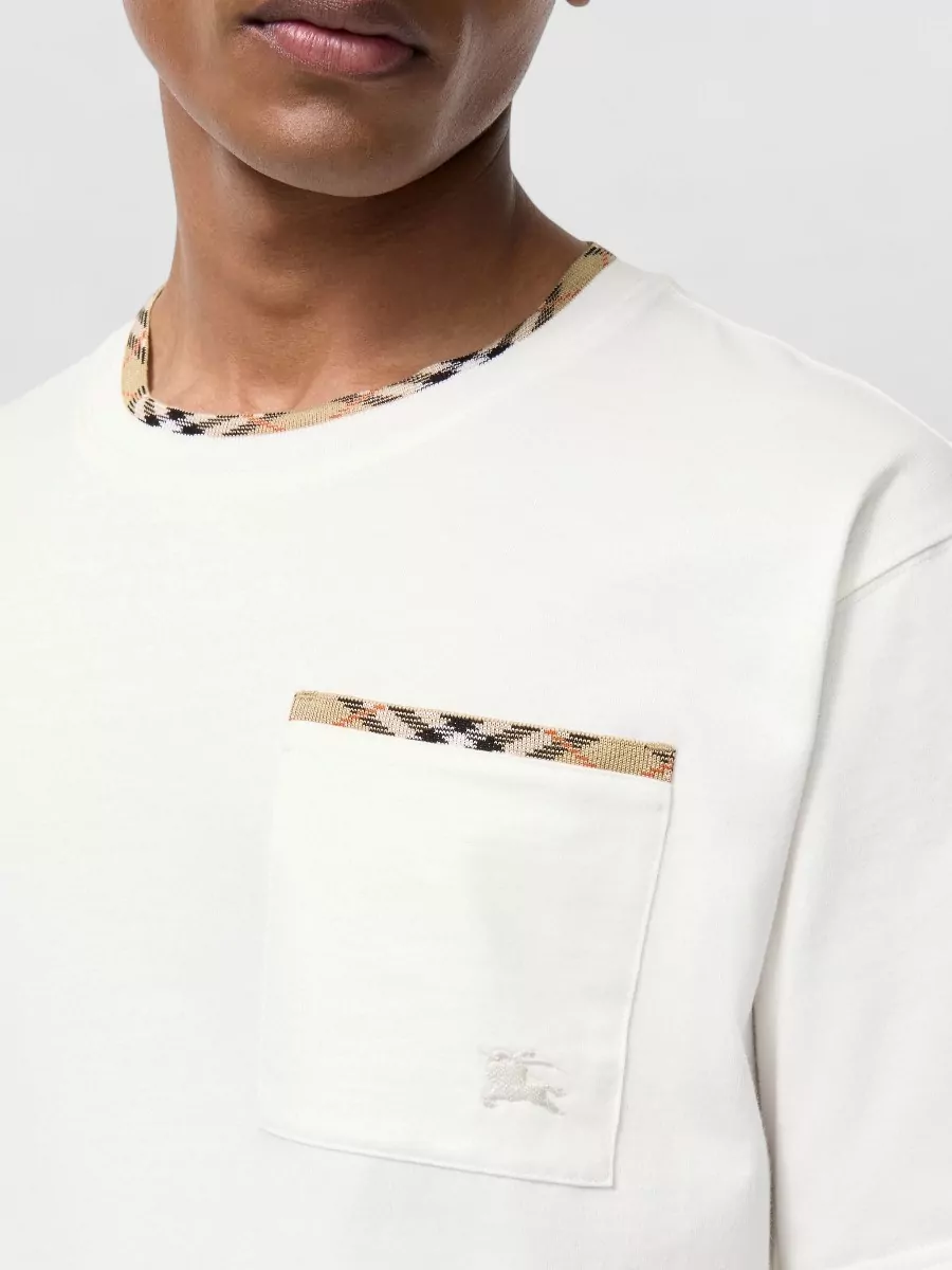 Burberry Cotton Check Trim Short-Sleeve T-Shirt
