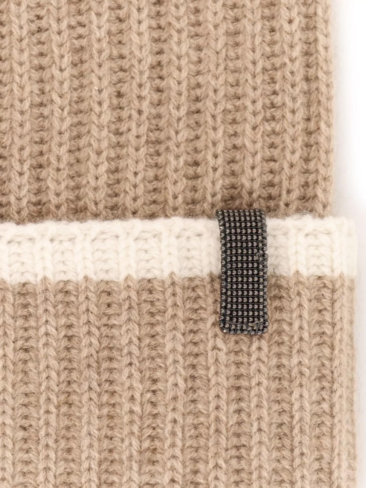 Brunello Cucinelli Ribbed Cashmere Hat Contrast Trim