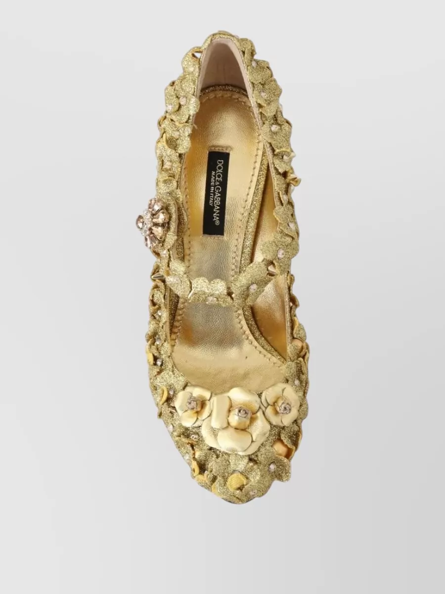 Dolce&Gabbana Floral Crystal-Embellished Mary Jane Pumps