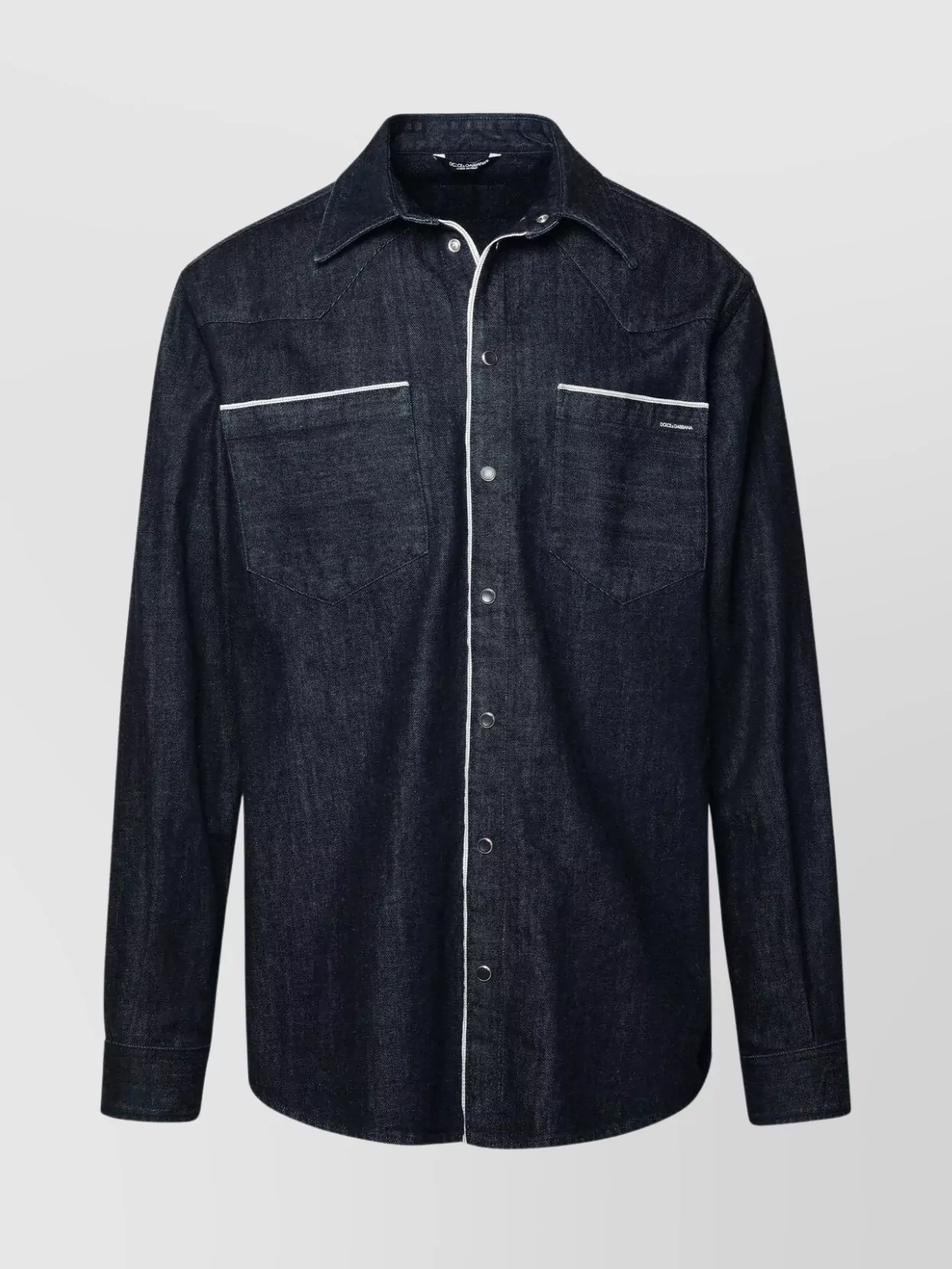 Shop Dolce & Gabbana Cotton Shirt With Chest Pockets And Contrast Stitching