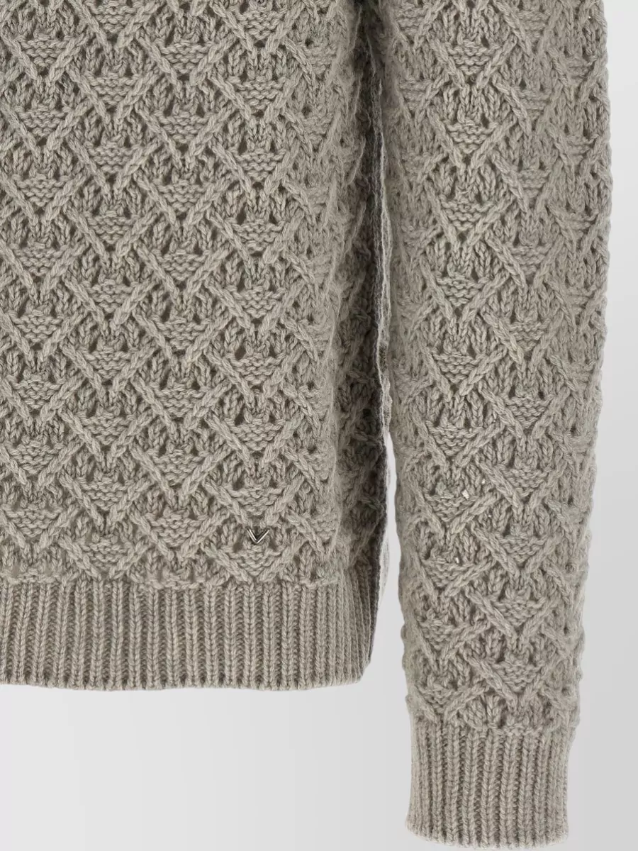 Valentino Garavani Cashmere-Blend Diamond Openwork Crew-Neck Sweater