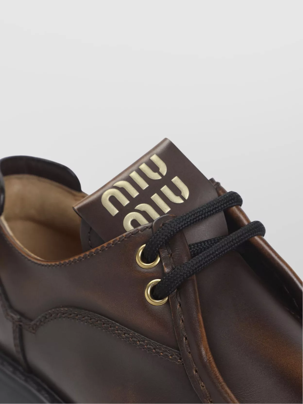Miu Miu Lace-up Shoes Featuring Chunky Sole In Brown