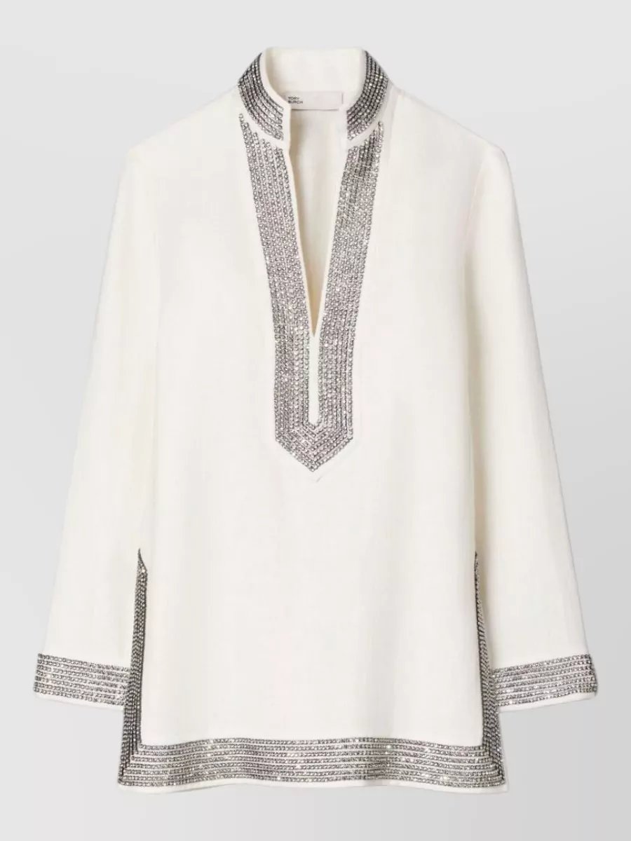 Tory Burch linen crystal embellished tunic
