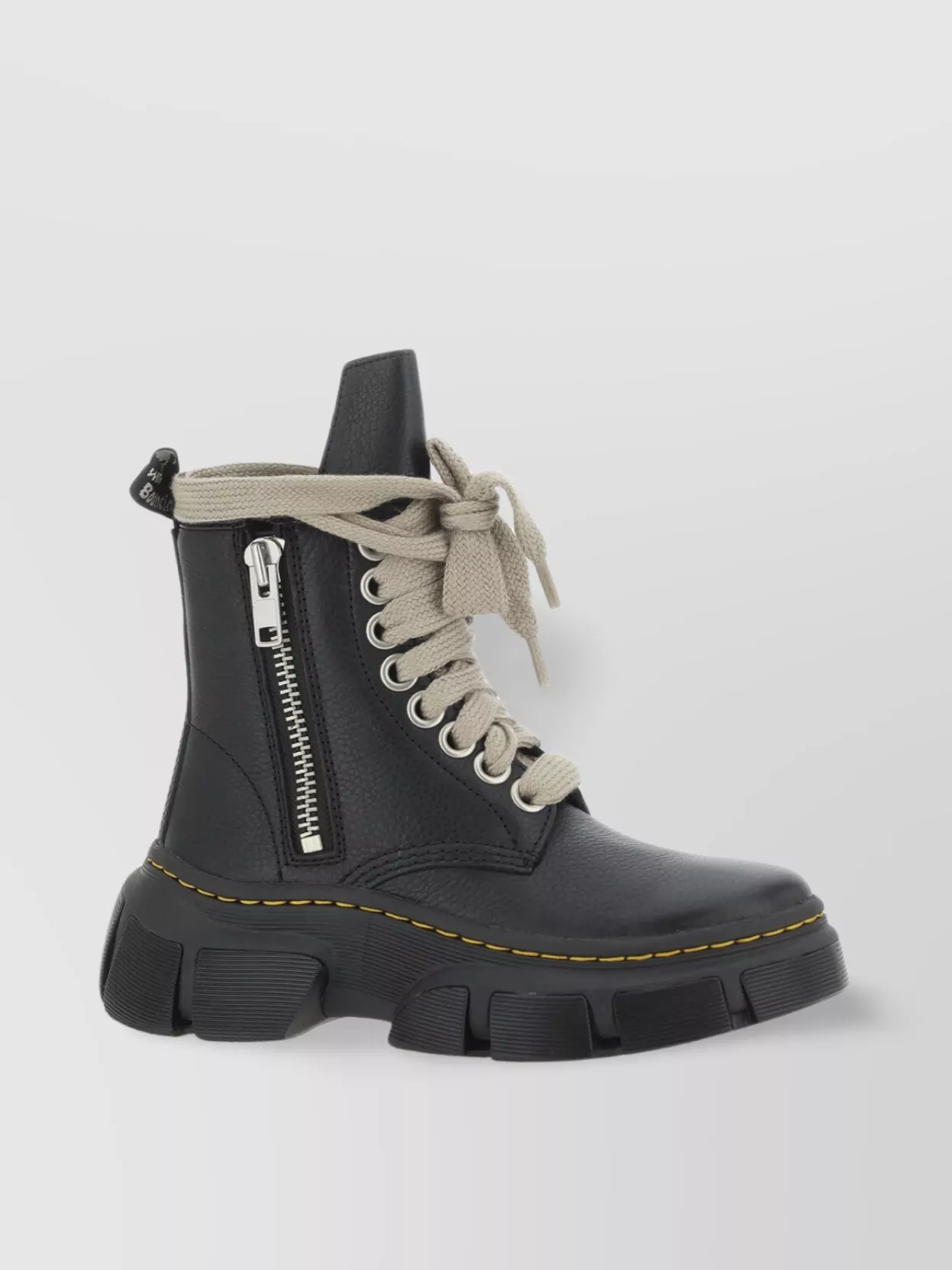 Rick Owens Chunky Sole Lace-up Boots With Contrast Stitching In Black