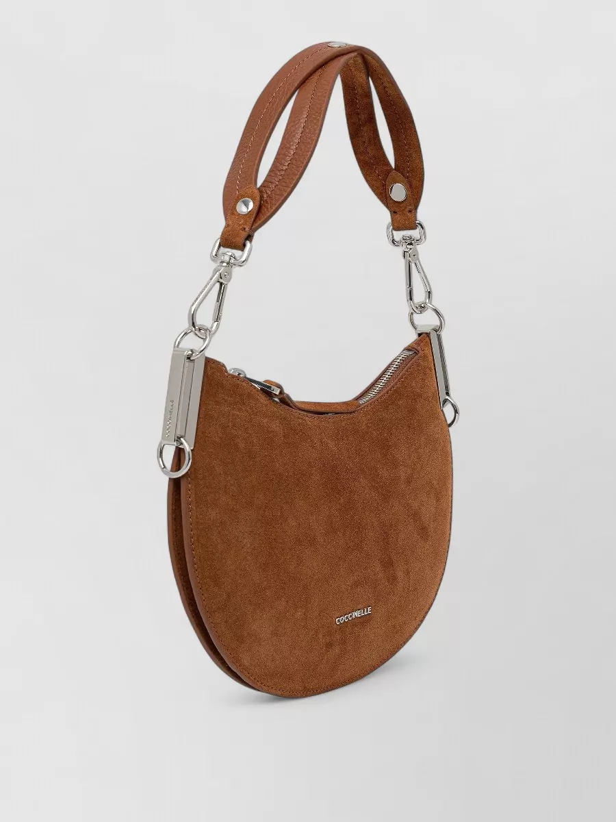 Coccinelle Sunup Suede Shoulder Bag Detachable Strap
