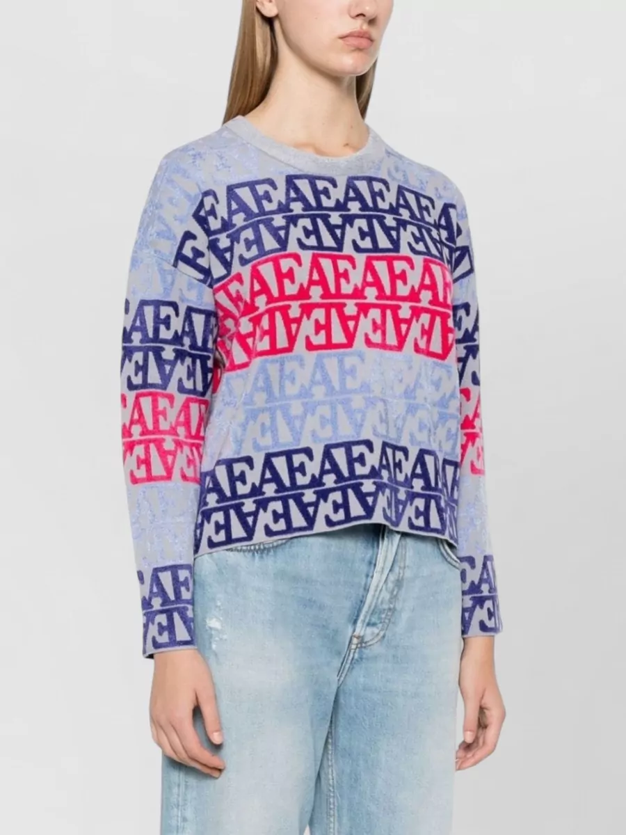 Emporio Armani Ribbed Logo Chenille-Trim Jumper