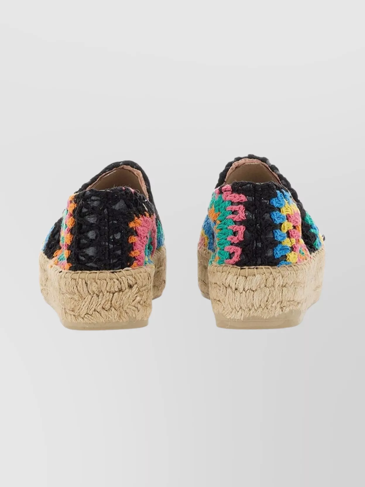 Manebi Colorful Crochet Espadrilles Jute Sole In Animal Print