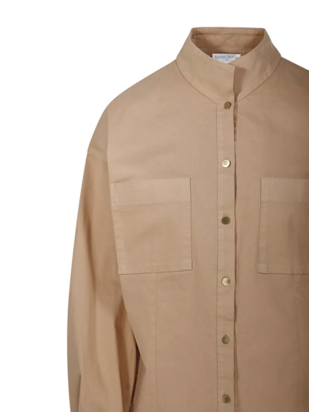 FORTE FORTE STAND COLLAR SHIRT WITH CHEST POCKETS 