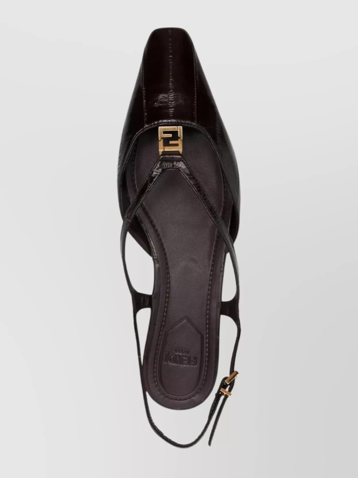 Fendi Leather Slingback Ballet Flats With Square Toe