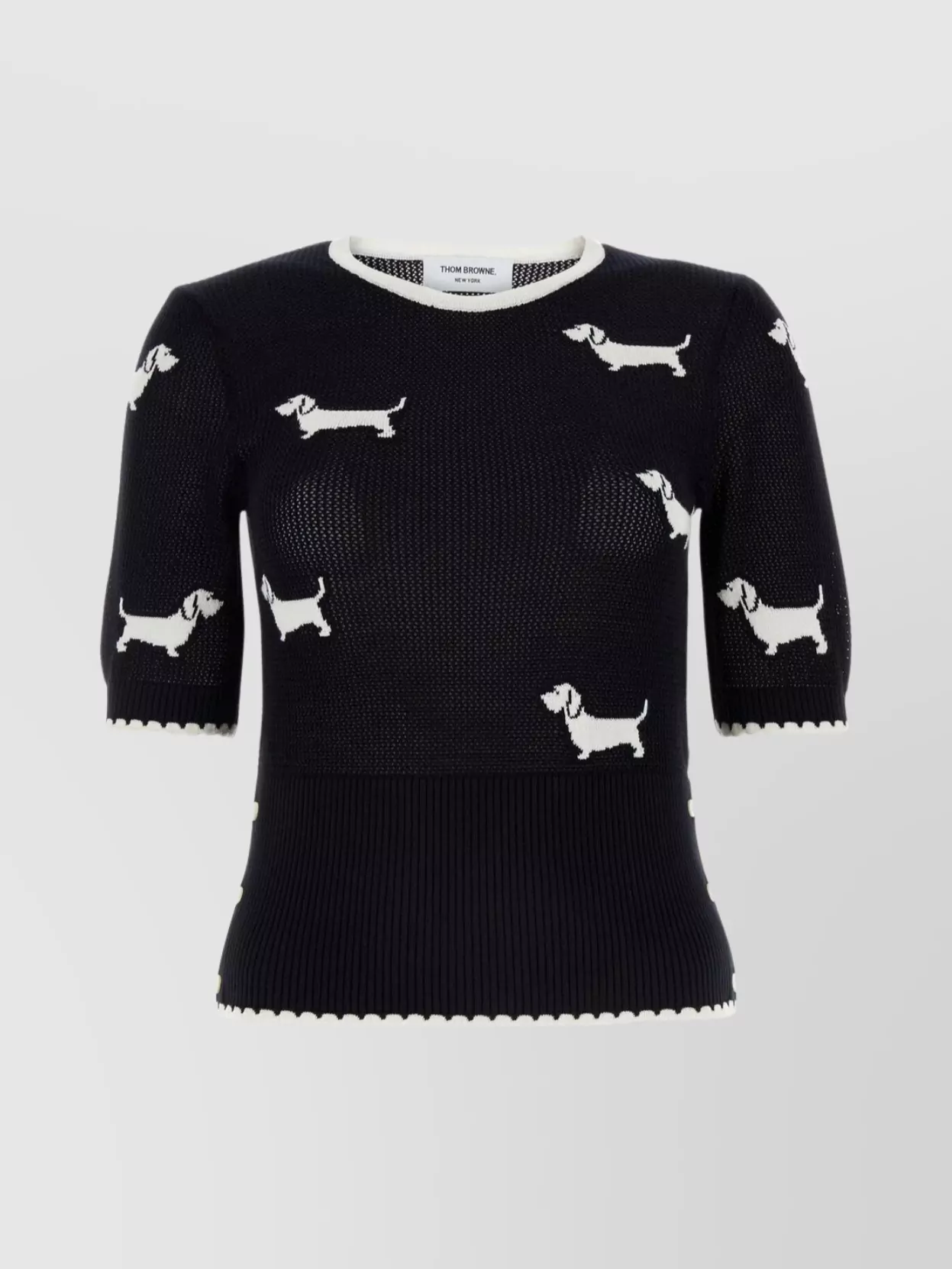 Shop Thom Browne Contrasting Crew-neck Knitwear Featuring Embroidery In Black