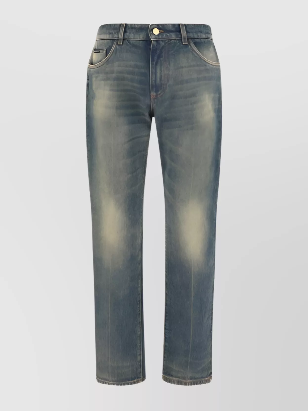 Shop Dolce & Gabbana Straight Cotton Jeans With Metal Hardware