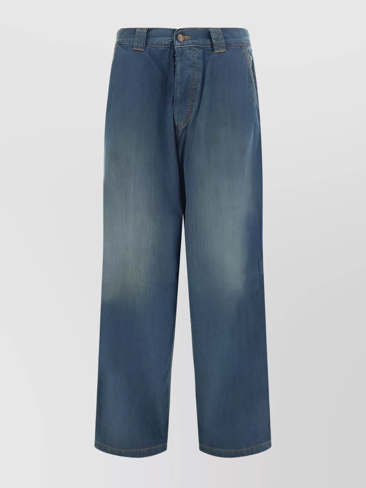 Maison Margiela Worker Pocket Wide-leg Cotton Jeans In Blue