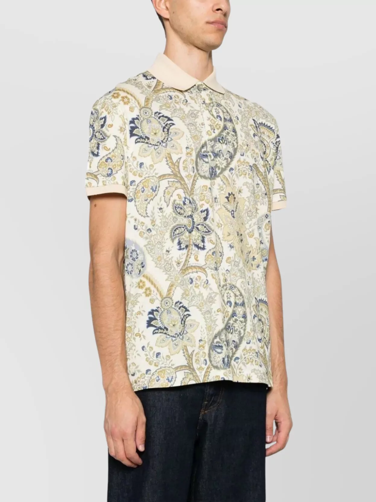 Etro Pegasus Motif Paisley Print Polo Shirt