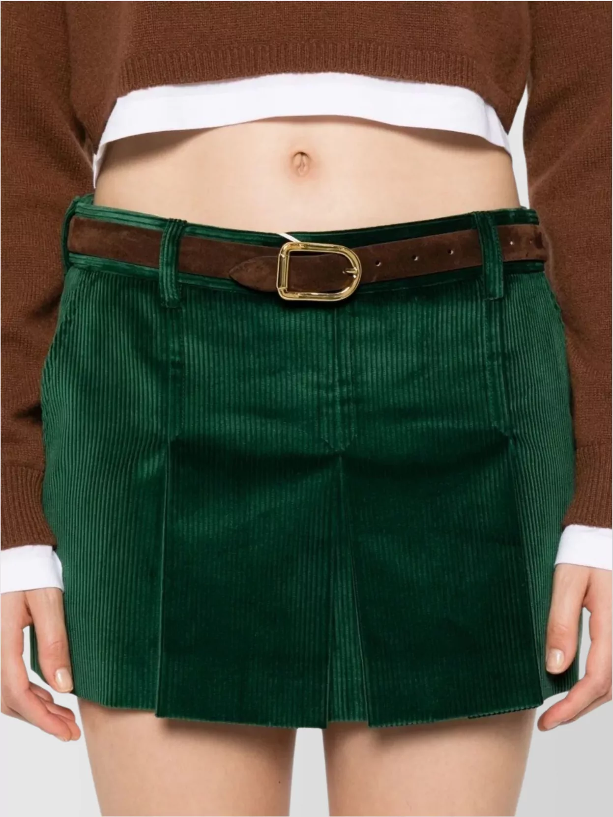 Miu Miu High Waist Mini Skirt Front Pleats