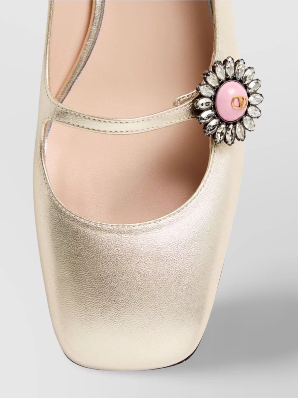 Valentino Garavani Floral Embellished Ballets Metallic Finish