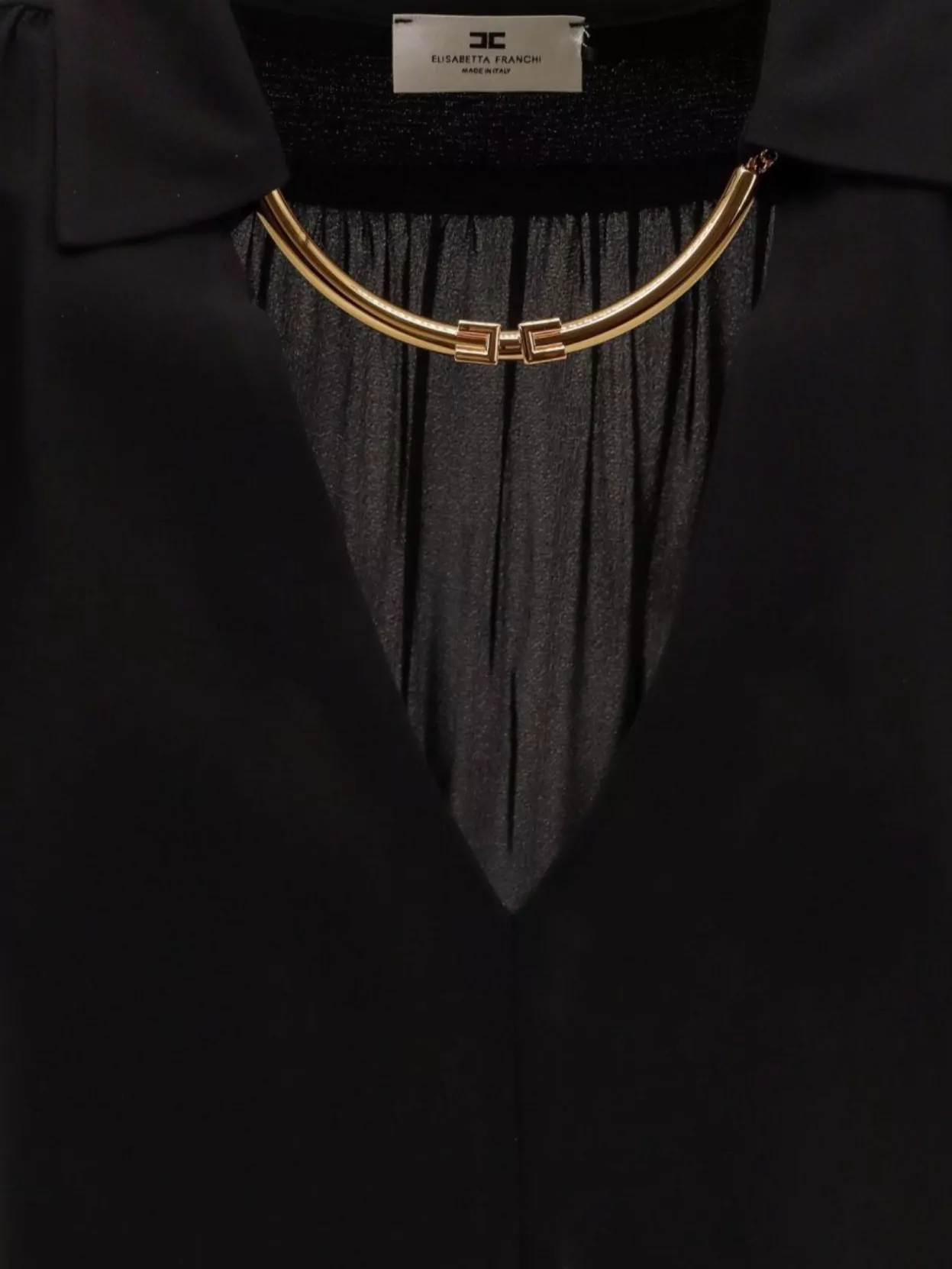 Elisabetta Franchi Metal Cuff V-Neckline Shirt With Logo Detail