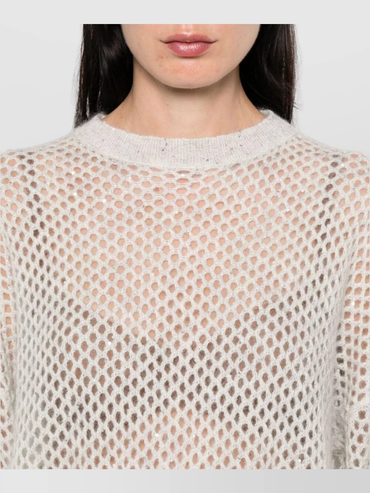 Brunello Cucinelli Wool Sweater Mesh Design Subtle Shimmer
