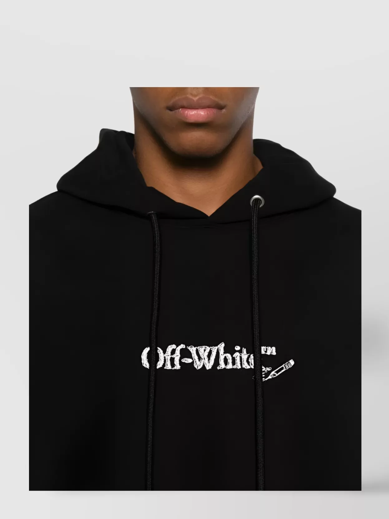 Off-White Logo Embroidered Hoodie Drawstring Style