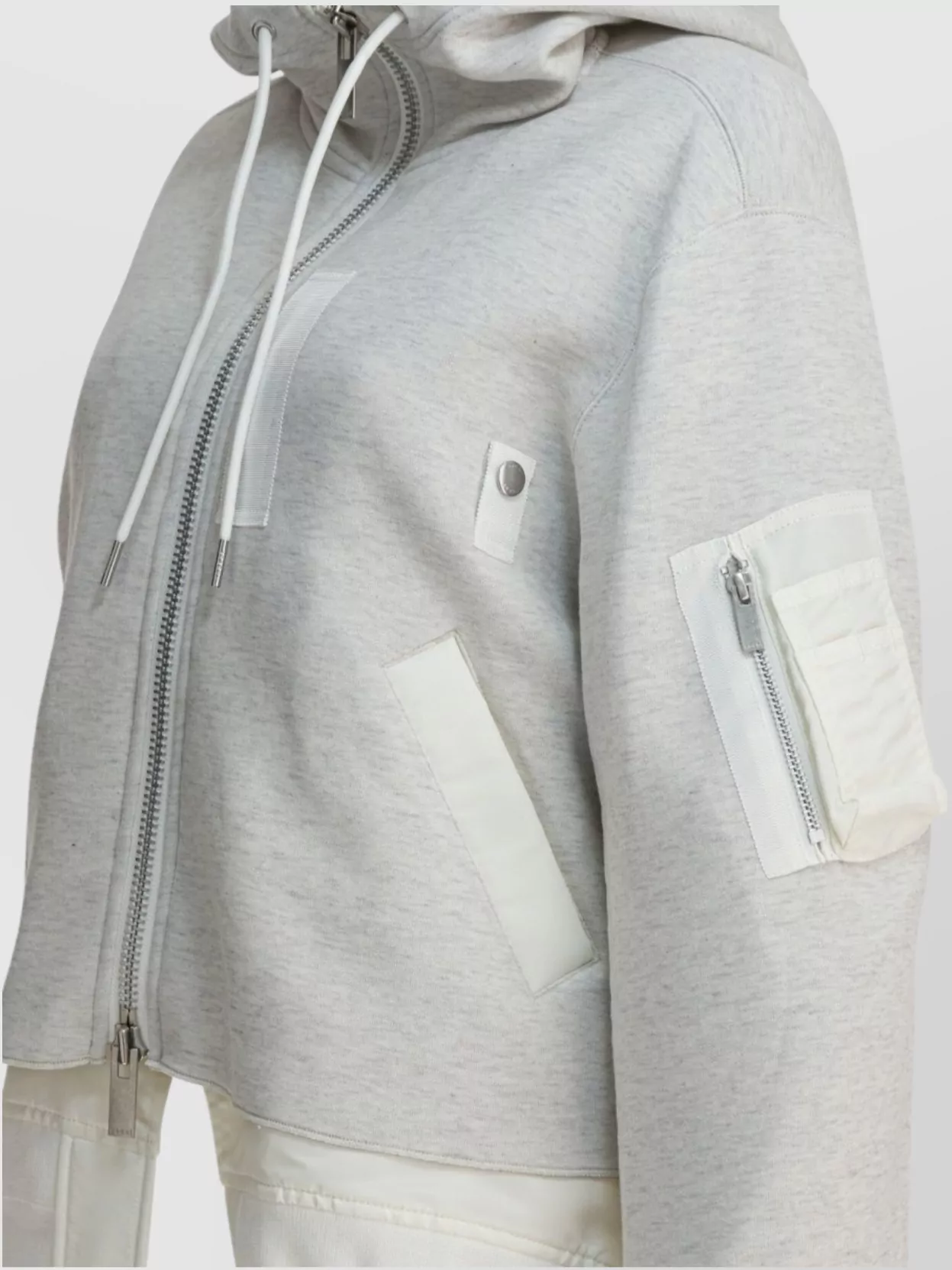 Sacai Hooded Long Sleeve Ribbed Sweatshirt