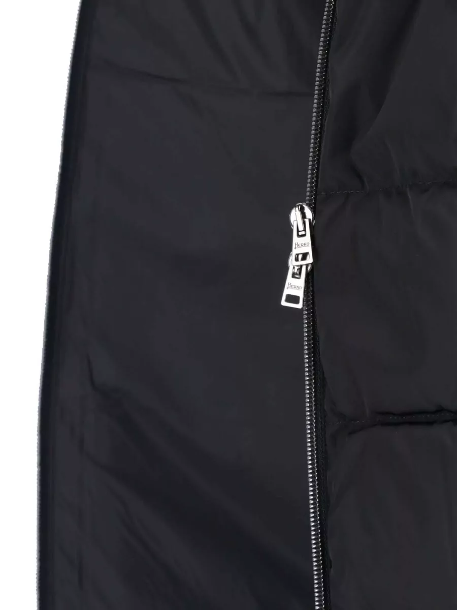 Herno Virgin Wool Quilted Ribbed High Neck Padded Coat