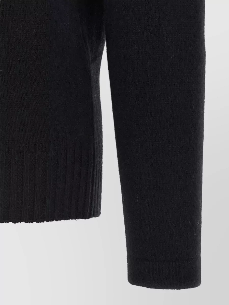 Alberta Ferretti Cashmere Ribbed Crew-Neck Long-Sleeve Bow Sweater
