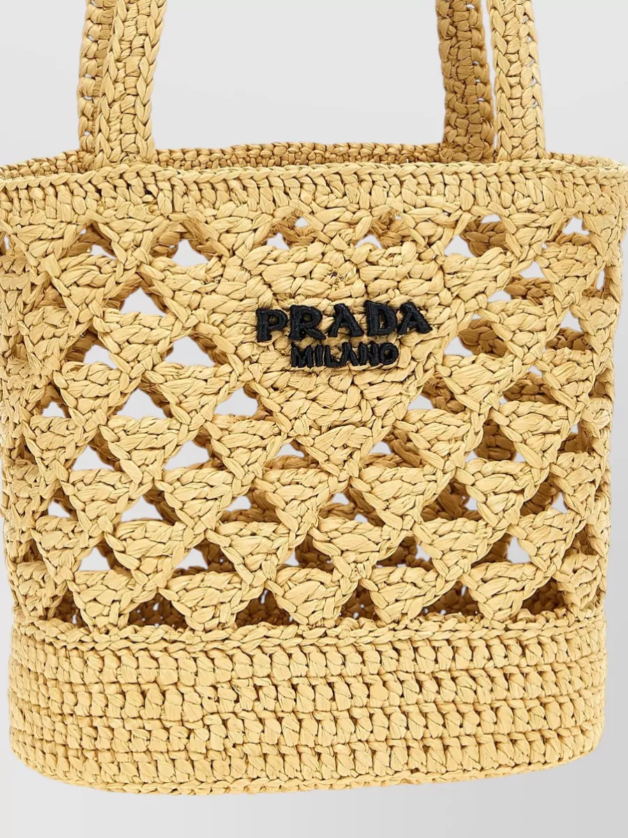 Prada Crochet Raffia-Effect Tote Bag
