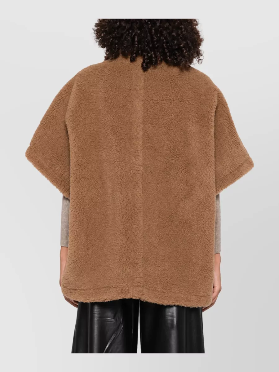 Max Mara Camel Shearling-Effect Cape Jacket