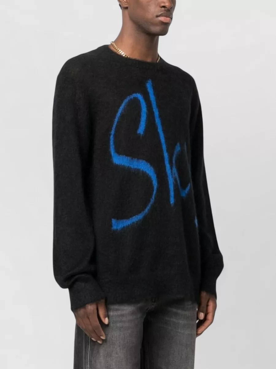 Blue Sky Inn Logo-Print Knitted Wool-Blend Crew-Neck Jumper