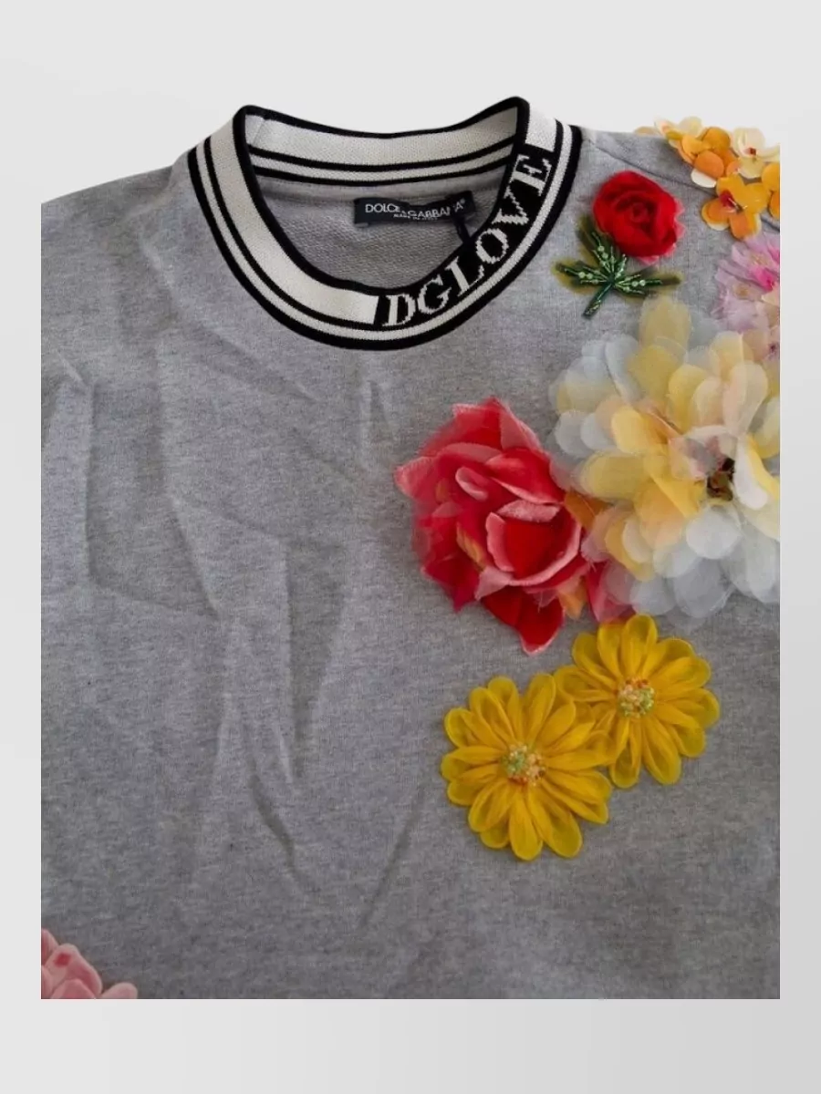 Dolce&Gabbana cotton floral appliqué sweatshirt