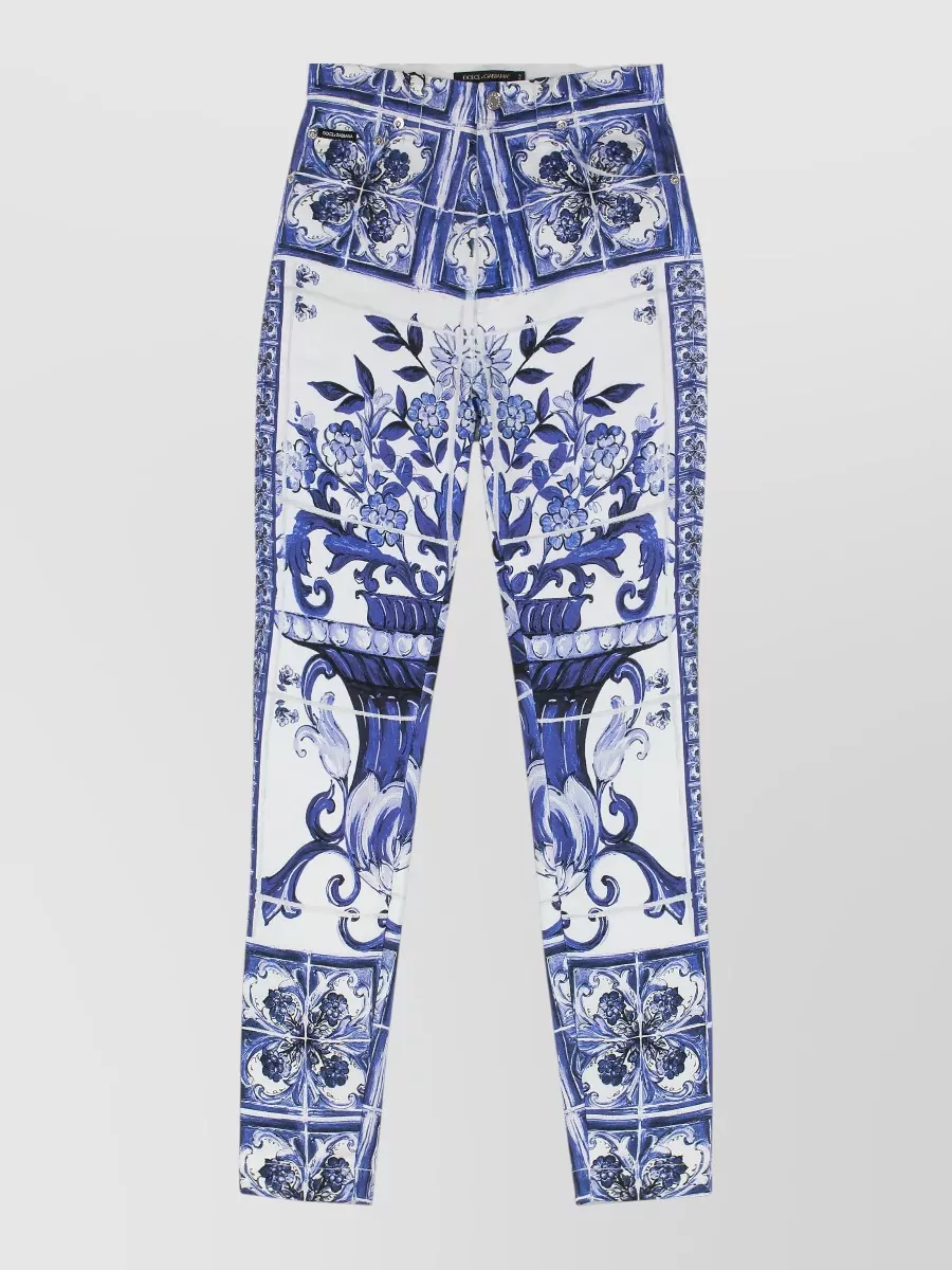 Dolce & Gabbana Grace Slim High Waist Ankle Jeans In White