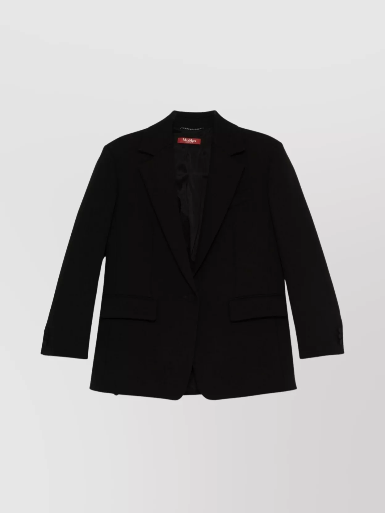 Max Mara Structured Jacket With Padded Shoulders And Notched Lapels In Black