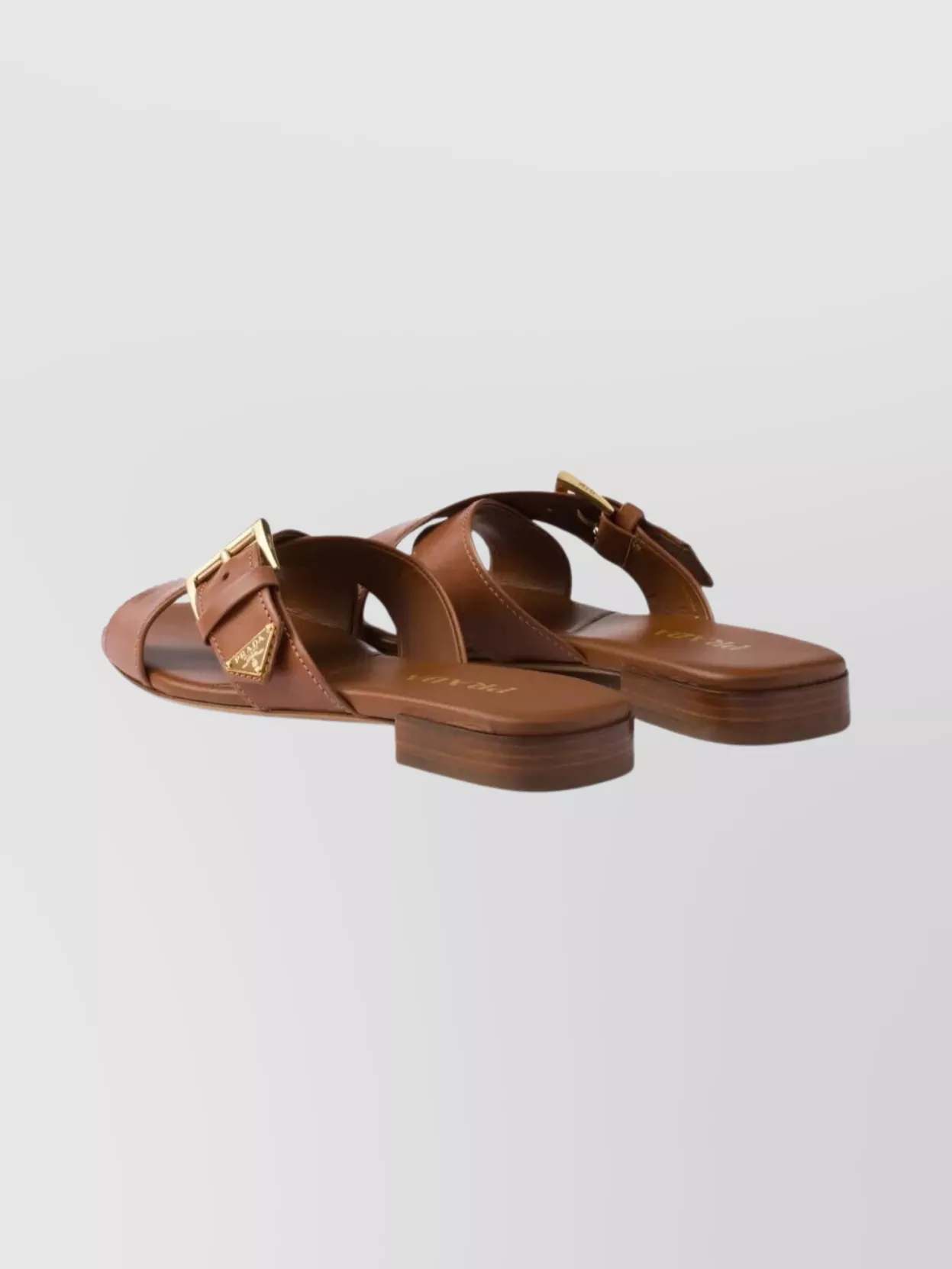 Prada Cross Strap Flat Slides Buckle